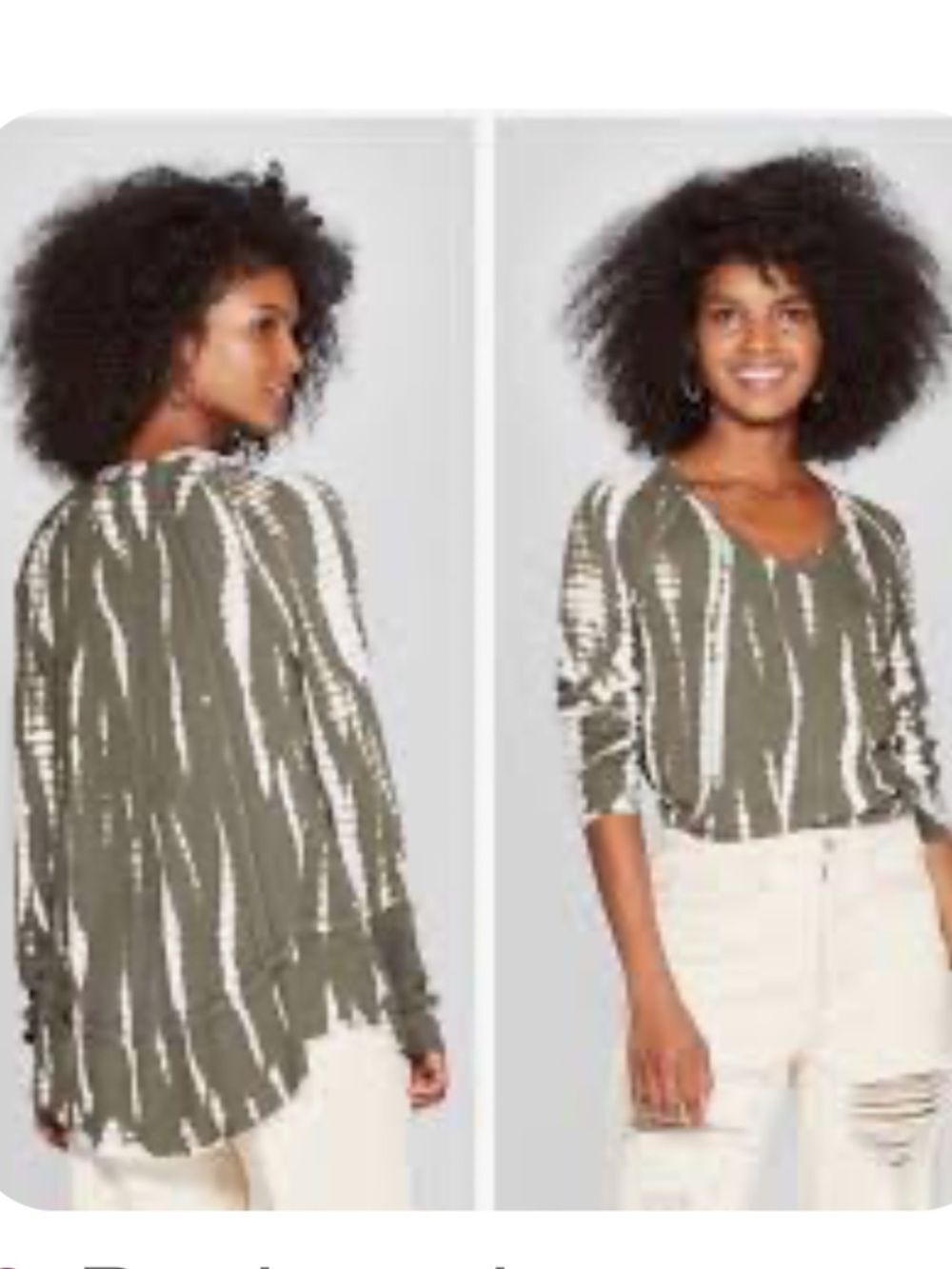 Knox Rose Green White Tie-Dye Pullover Long Sleeve high Low unique style